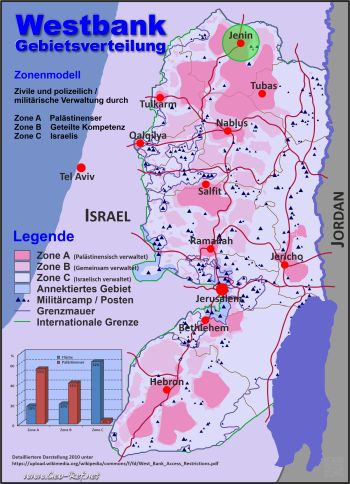 Zonen der Westbank entspreched Oslo-Verträgen