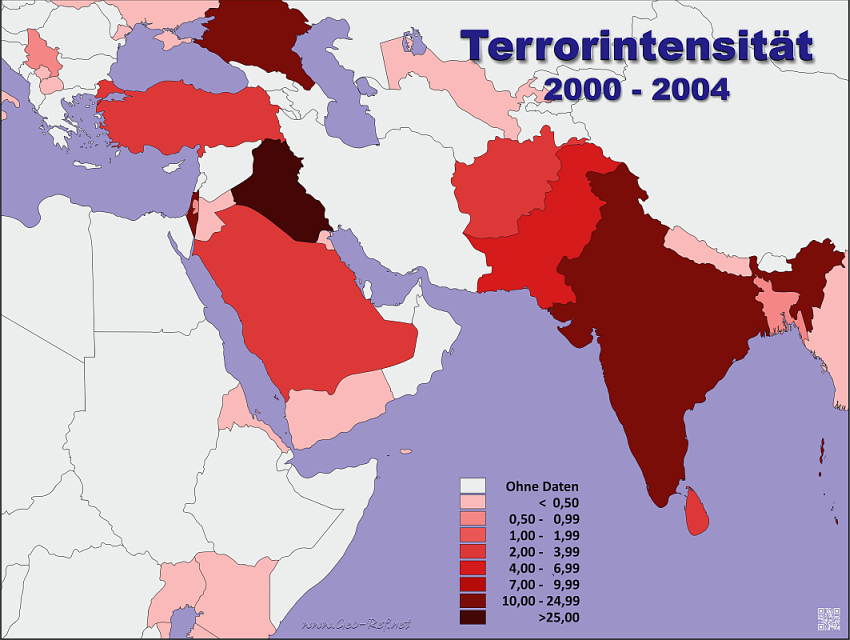 Terrorintensität 2000 - 2004