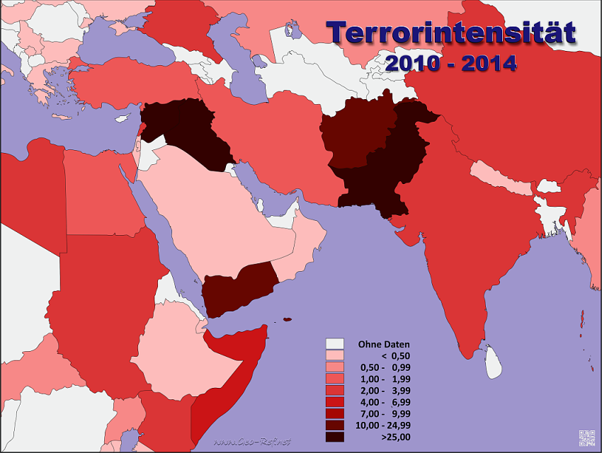 Terrorintensität 2010 - 2014