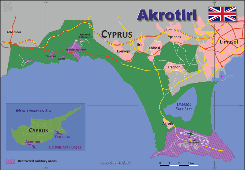 Map Akrotiri - Administrative division - Population density 2016