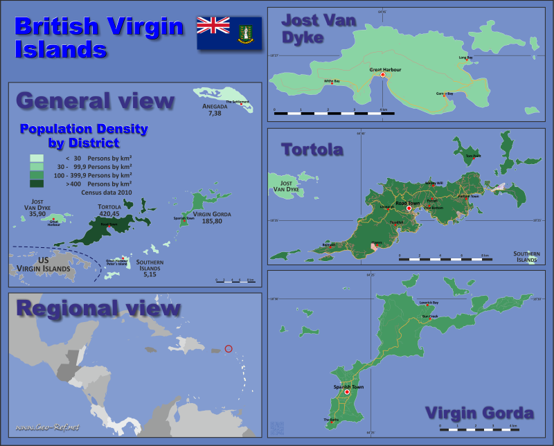 Mapa Islas Vrgenes Britnicas Divisin administrativa - Densidad de población 2021