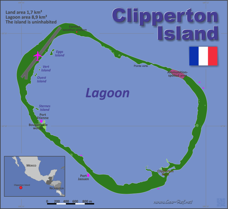 Karte Clipperton-Insel - Verwaltungsstruktur - Bevölkerungsdichte 2018