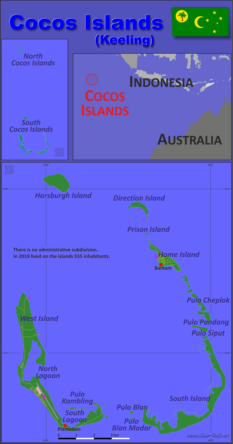 Map Cocos (Keeling) Islands - Administrative division - Population density 2024