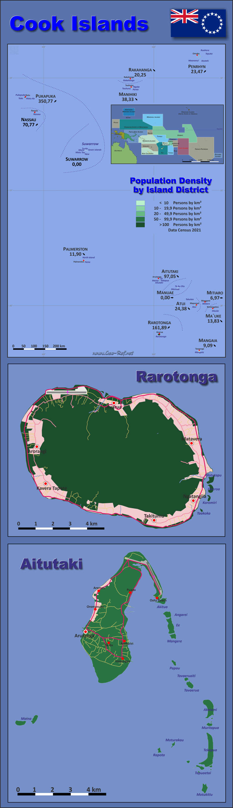 Map Cook Islands - Administrative division - Population density 2021
