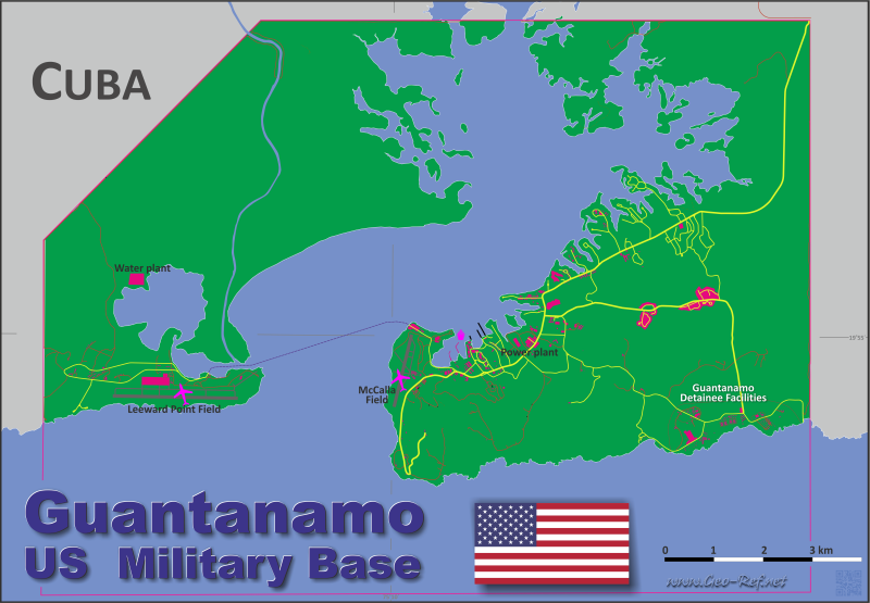 Mapa Guantanamo - US Base militar Divisin administrativa - Densidad de población 2017