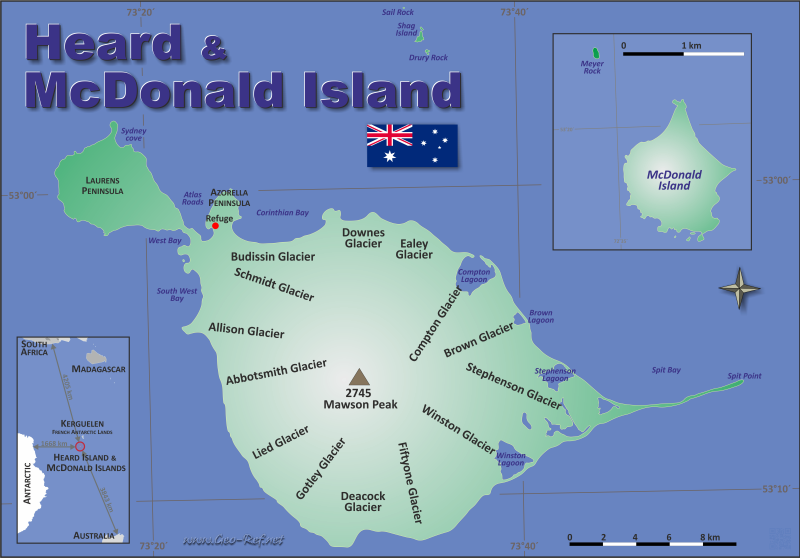 Mapa Heard y McDonald - Islas Divisin administrativa - Densidad de población 2020