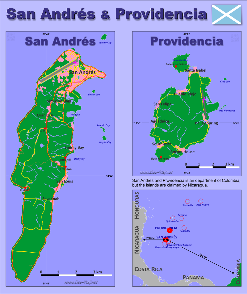 Karte San Andrés und Providence - Verwaltungsstruktur - Bevölkerungsdichte 2020