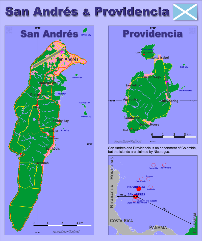 Mapa San Andrs y Providence Divisin administrativa - Densidad de población 2020