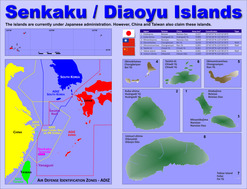 Mapa Islas Senkaku División administrativa - Densidad de población 2019