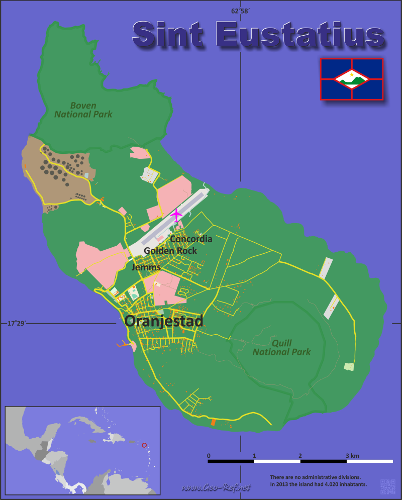 Mapa San Eustaquio Divisin administrativa - Densidad de población 2023