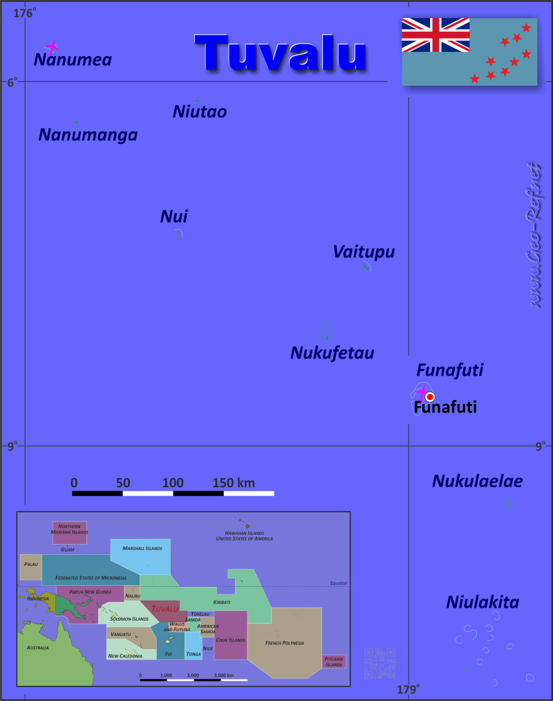 Map Tuvalu - Administrative division - Population density 2021