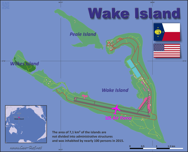 Mapa Isla Wake Divisin administrativa - Densidad de población 2017