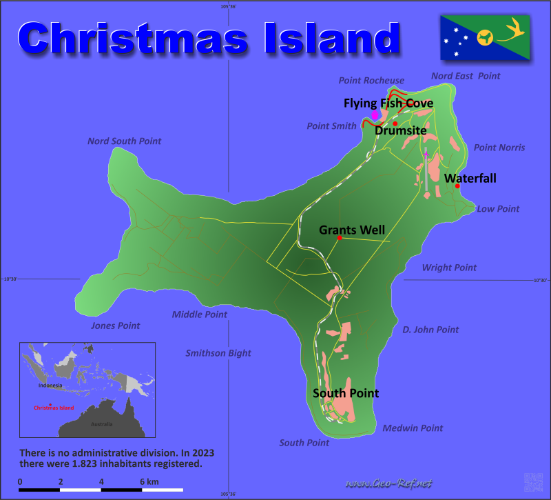 Mapa Isla de Navidad Divisin administrativa - Densidad de población 2021