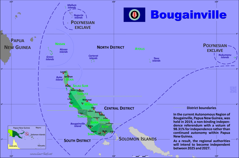 Mapa Bougainville Divisin administrativa - Densidad de población 2020