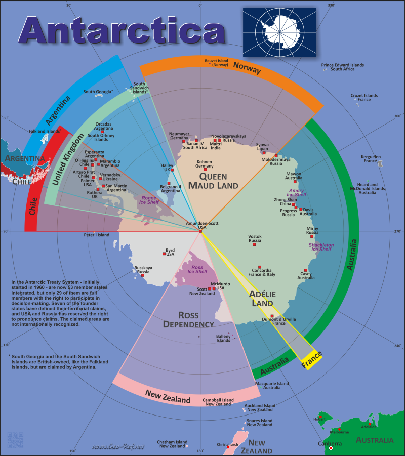 Map Antarctica - Administrative division - Population density 2018